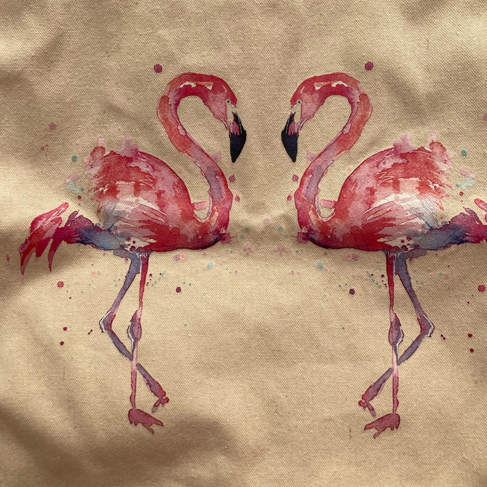 Cotton canvas flamingo printed tote